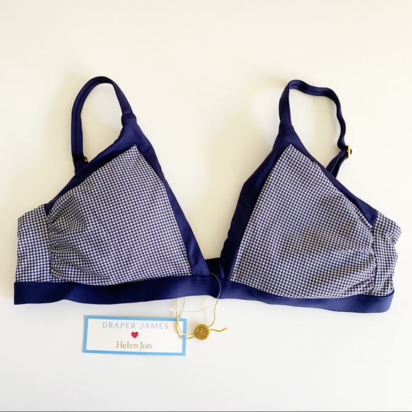 Draper James x Helen Jon Blue White Gingham Two Piece Bikini S Top M Bottom NWT - Picture 4 of 16